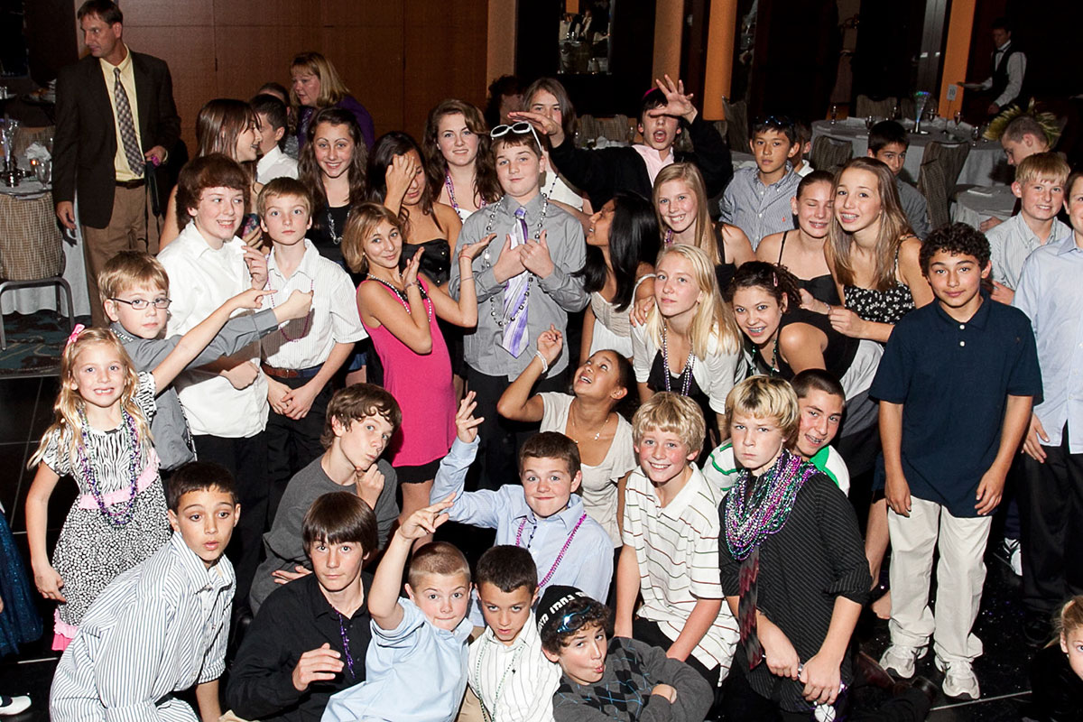 Jake and friends at Seattle Bar Mitzvah at Temple de Hirsh Sinai