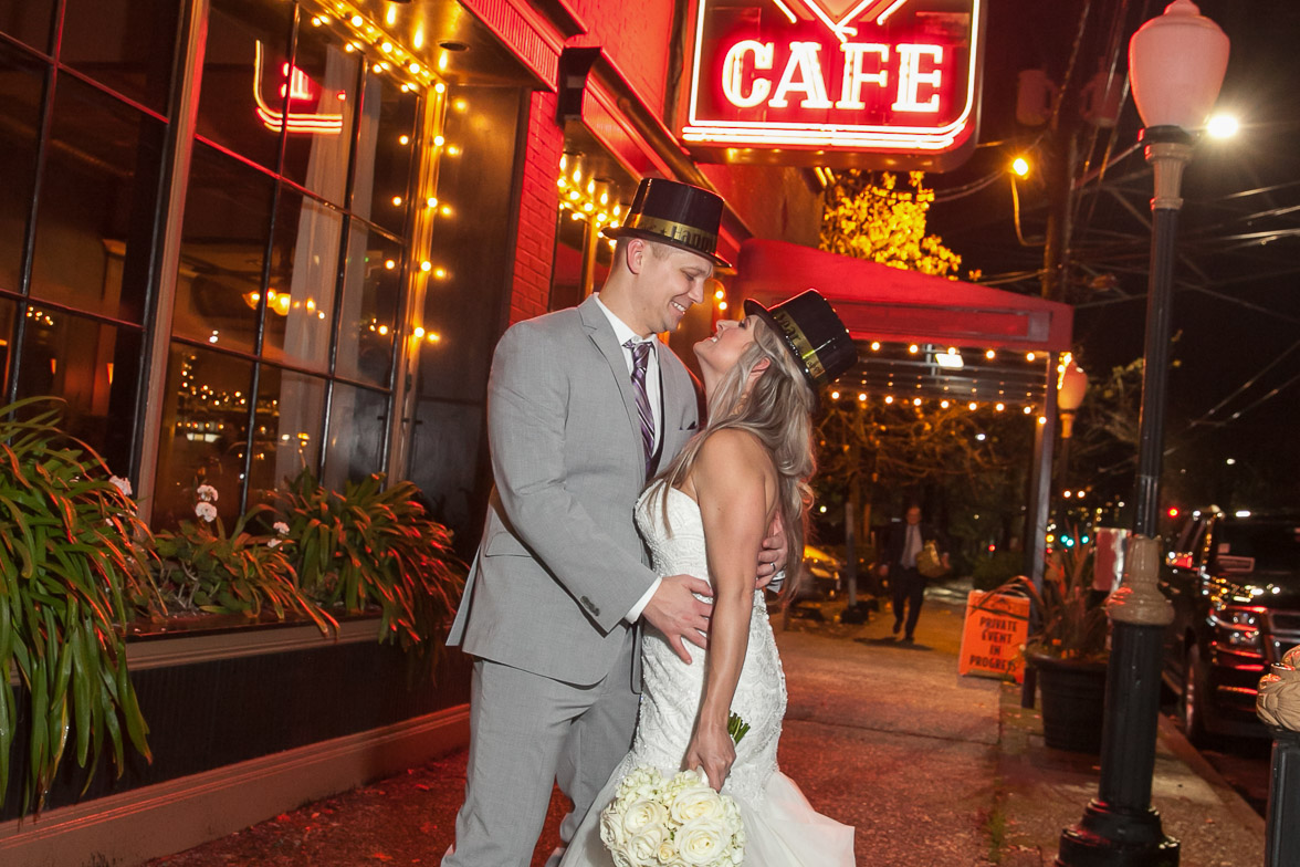 Seattle wedding photographer Tom Ellis Photography. Close up photo of smiling bride and groom during their wedding celebration at French Creek Manor in Snohomish WA